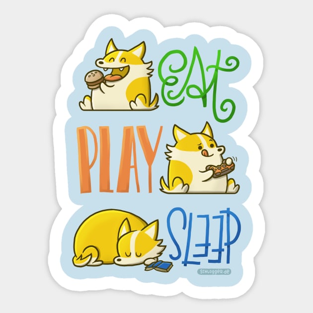 A Corgi's Day Sticker by Schlogger